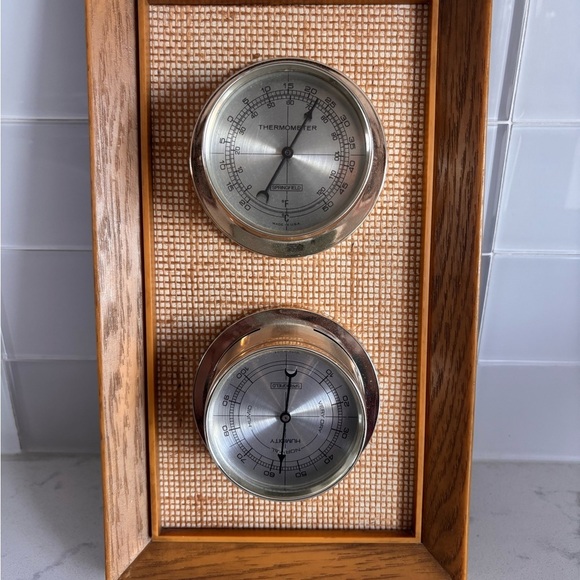 Vintage Springfield Silver and Wood Wall Weather Station - Picture 1 of 6